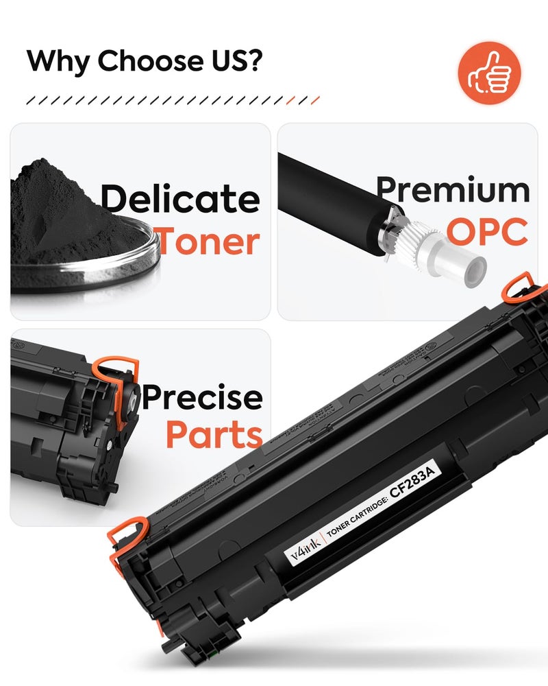 v4ink Compatible CF283A Toner Cartridge Replacement for HP 83A CF283A for use in MFP M127fw M127fn M125nw M201dw M201n M225dn M225dw M125a Series Printer (Black, 4 Pack) - Image 5